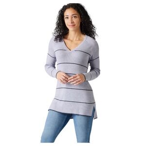 Smartwool Shadow Pine Pointelle Stripe Tunic Sweater Purple Size M Wool Layer